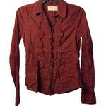 Abercrombie & Fitch  Women's Red Long Sleeve Ruffle Button-Up Shirt Casual Sz XS Photo 0