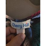 Cherry Hill Black Floral Leaf Print Blouse, Women's Medium Top, Fringe Top Photo 2