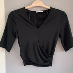 ZARA  Black V-Neck Half-Sleeve Wrap Top Photo 0