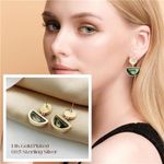 Sterling Silver Green Earring Set:  with 14K Gold Overlay Photo 1