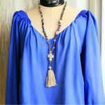 1Pc Boho Sweater Necklace Colorful Beaded Cream Tassel‎ Butterfly Charm Fashion Blue Photo 1