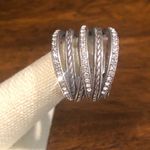 Sterling Silver Modern Multiple Textures Wrap Ring Sz 8 Photo 3