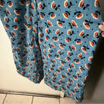 Modcloth  Wild Pony Floral Jumpsuit Shoulder Tie Blue Straight Wide Leg Black L Photo 3