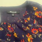 Madewell Ruffle-Sleeve Top Blouse in Climbing Vine Navy Blue Floral Size Medium Photo 11