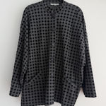 Bryn Walker  Danuta Jacket Womens Large Gray Black Dot Oversized Boxy Lagenlook Photo 0