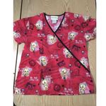 Looney Tunes Womens  V-Neck Short Sleeve Scrub Top Baby Tweety Bird 2 Pockets Xs Photo 0