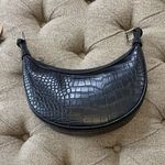 Leather Crocodile Embossed Bag Black Photo 8
