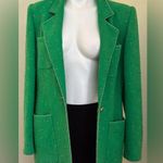 Tweed Emerald Green 1 Button Rope Edges Blazer 4 Deep Pockets & Belt Sz M/L Size M Photo 9