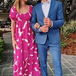 Nine West Babydoll Maxi Dress (Sz XL) Pink Brush Abstract Purple Photo 2