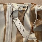 Dress Day off the shoulder brown white striped wide leg jumpsuit with pockets L. Size L Photo 8