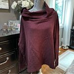 Free People Date Night Waffle Knit Cowl Neck Top Burgundy Size M (NWT) Photo 1