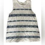 Madewell  Ladies White Navy Print Embroidered Tank Top Size Small Photo 0
