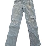 Car Mar Jeans Womens 24 Light Wash Distressed Ripped Straight Leg Made USA Denim Blue Photo 0