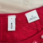 Anthropologie Moth Brienne Pearl Holiday Sweater in Red, Size Medium Photo 3