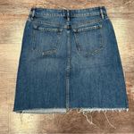 Loft  Distressed Denim Skirt Front Slit Frayed Hem Boho Size 4 100% Cotton Photo 3