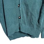 GU Waffle Knit V Neck Button Front Cardigan Sweater Teal Green Size L Size L Photo 4