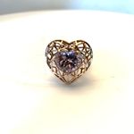 FINE STERLING SILVER 925 W/ A COPPER TINT HEART SHAPED AMETHYST PUFFED RING (8) Photo 7