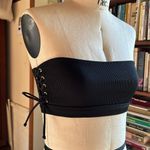 l*space L* Black Bandeau. Ribbed Lace up Bikini Top Size XS. NWOT ♡ Photo 6