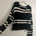 LNA Clothing Modal Blend Black & White Striped V Neck Long Sleeve Sweater Sz Lg Photo 6
