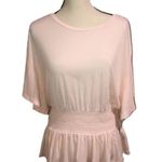 BP NWT NORDSTROM PINK BUTTERFLY SLEEVES SMOCKED PEPLUM WAIST TOP XXS Photo 3