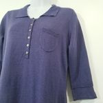 Poetry  Linen Cotton Purple Knit Midi Dress with Button Detail Collared Photo 6