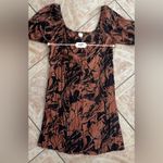 A New Day Black and Brown Abstract Long Sleeve Dress Photo 6