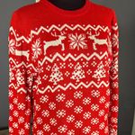 Women’s Christmas Holiday Sweater Dress and Beanie Size L Red Size L Photo 1