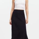 Madewell NEW The Layton Midi Slip Skirt Pull On Viscose Side Slit Black US 14 Photo 1