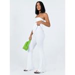 LIONESS  Anderson Pants Size 4 White Ribbed Chewed Hem Elastic Waist Photo 1