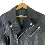 EXPRESS Faux Leather Cropped Moto Jacket Womens S Black Bikercore Punk Rocker Photo 3