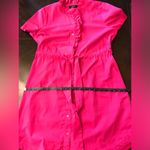 IM NYC Isaac Mizrahi Fuchsia Hot Pink Short Sleeve Ruffle Shirt Dress Size L Photo 7