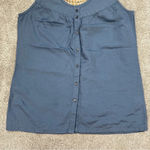 Nau Sleeveless Button Front Top Blouse Organic Cotton Silk in Blue Size M Size M Photo 2