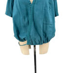 Athleta Playa Linen Tie Top Borealis Green Blue Short Sleeve Plus Size 3X Photo 5