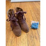 Kate Spade New York Saundra Honey Brown Suede Lace Up Wedge Ankle Boot Size 7.5 Photo 1