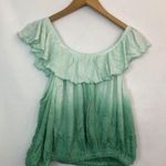 Free People Cora Lee Ombre Top Green Off the Shoulder Viscose Boho Blouse Top XS Photo 7