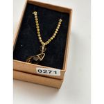 Gold Rhinestone Necklace With Amber Crystal Drop Pendant Photo 6