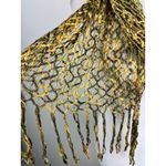 Luxe Italian Viscose Net Scarf Shawl Metallic Gold Brown Green Fringe Photo 6
