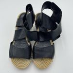 Eileen Fisher  Women's Black Leather Upper Willow Wedge Sandals Size 8.5 Photo 4