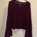 Free People sweater Damsel Bell Sleeve Cropped Sweater Maroon Wine xs Photo 1