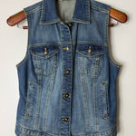 Boston Proper  Blue sleeveless button up denim trucker vest. S Photo 0