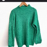 Loft  Ribbed Mock Neck Sweater  Bright Kelly Green Turtleneck Soft knit XL Photo 1