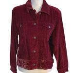 J.Jill Size MP PM M Petite Corduroy Jacket Shacket Velvet Hem Cranberry Photo 0
