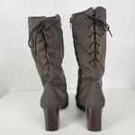 Vintage Toe Warmers Canada T03639 Winter Boots Sz 9 Brown Nylon Side Zip Lace Up Photo 4