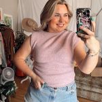 ZARA  Button Shoulder Cropped Knit Top Lilac Size Small Photo 0