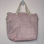 CB Station Insulated Striped Tote Bag with Outer Zipper Section Cotton Exterior Photo 0