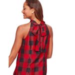 Talbots Tie Neck Halter Top in Red Buffalo Check. Size 2 EUC. Sleeveless Party Photo 1