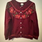 Limited edition design appleseeds Floral Knit button down cardigan Burgundy Red Size undefined Photo 0