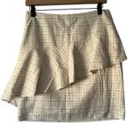 Joie  Porcelain Botan Plaid Ruffle Asymmetrical Mini Skirt Size 4 Photo 0