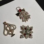 Lot Of 3 Prong Set Rhinestone Holiday Brooch Pins Christmas Tree & An Angel Photo 5