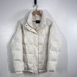 YPB Cream Puffer Jacket Women's‎ Large Winter Quilted Coat Warm Zip Snap Neutral White Photo 1